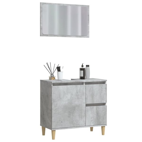 vidaXL 2 Piece Bathroom Furniture Set Concrete Grey Engineered Wood