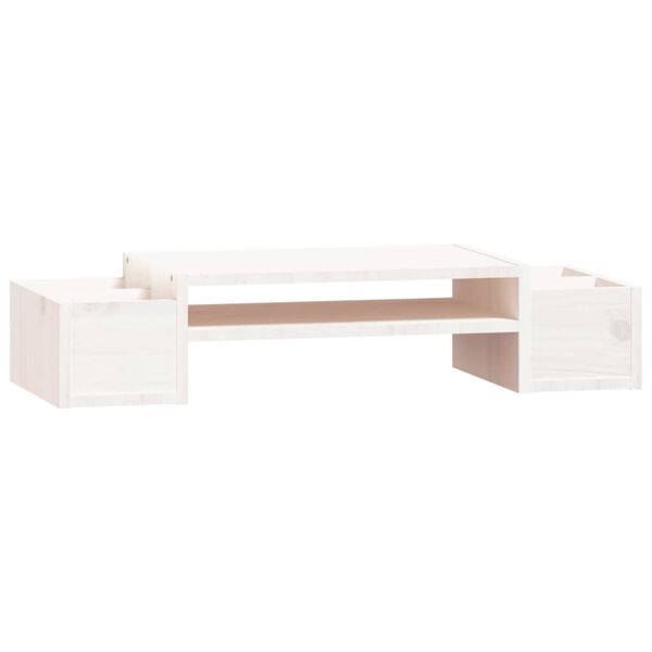 vidaXL Monitor Stand White 70x27.5x15 cm Solid Wood Pine