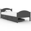 vidaXL Bed Frame without Mattress Dark Grey Solid Wood Pine 100x200 cm (322047+321990)