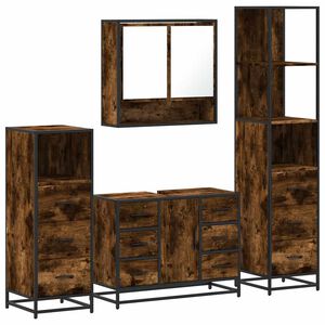 vidaXL 4&nbsp;Piece Bathroom Furniture Set&nbsp;Smoked Oak Engineered Wood