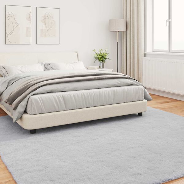 vidaXL Faux Rabbit Fur Rug Olite Grey 240 x 240 cm Polyester