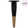 vidaXL Furniture Feet 12 pcs Black and Gold &Oslash; 40 x 98 mm Iron