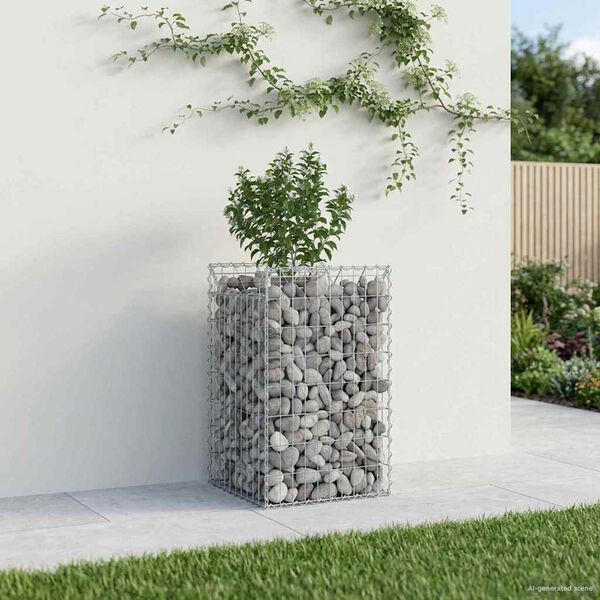 vidaXL Gabion Raised Bed Silver 50 x 50 x 80 cm Galvanised Steel