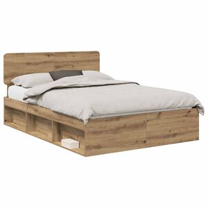 vidaXL Bed Frame Artisian Oak 150 x 200 cm Solid Pine Wood