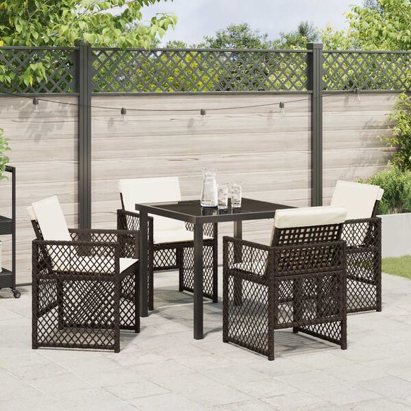 vidaXL Garden Dining Set 5 pcs Brown Poly Rattan