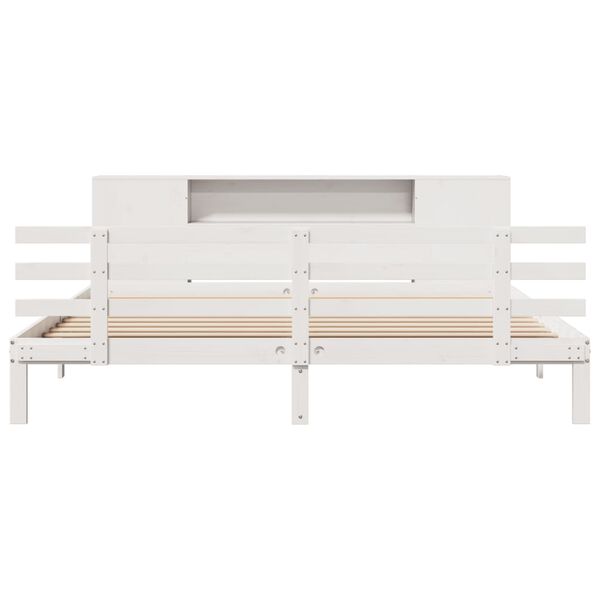 vidaXL Bookcase Bed without Mattress White 200x200cm Solid Wood Pine