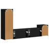 vidaXL TV Cabinet Set Wall-mounted 4 pcs Black Engineered Wood