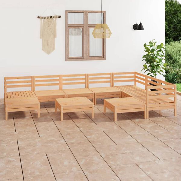 vidaXL 10 Piece Garden Lounge Set Solid Wood Pine