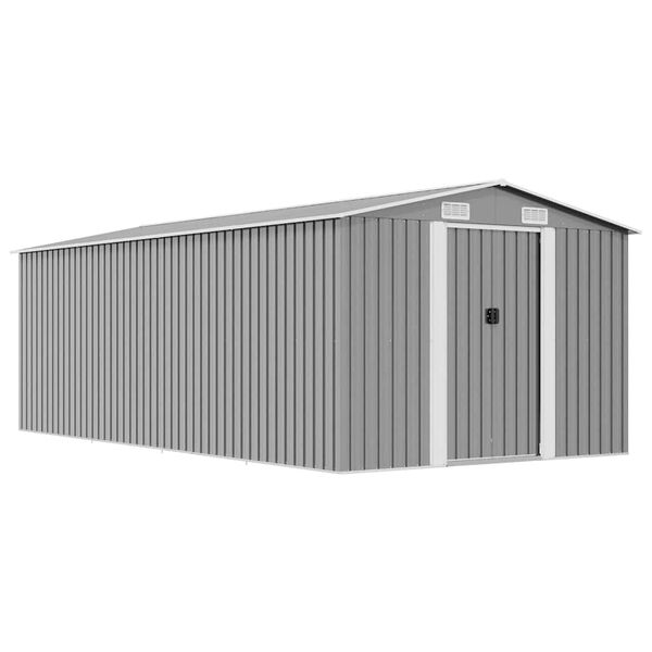 vidaXL Garden Shed 257x489x181 cm Metal Grey