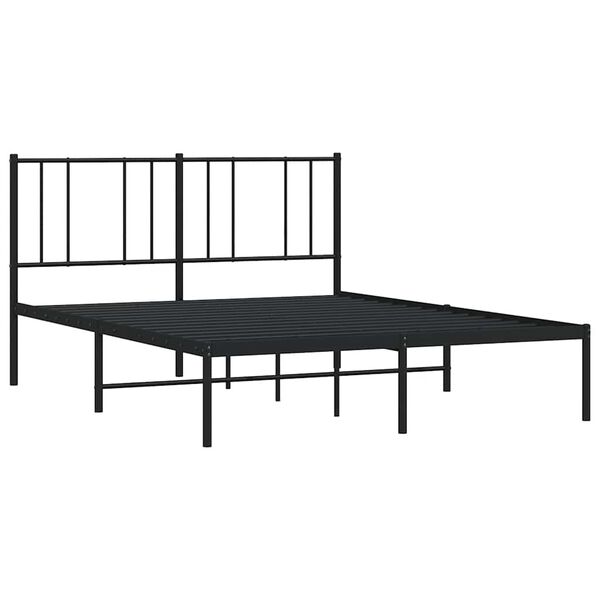 vidaXL Metal Bed Frame without Mattress with Headboard Black 150x200cm