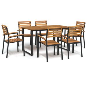 vidaXL Garden Dining Set 5 pcs Grey Solid Acacia Wood