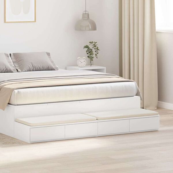 vidaXL Bed Drawers White 150 x 36.5 x 16.5 cm Engineered Wood