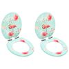 vidaXL WC Toilet Seats with Soft Close Lid 2 pcs MDF Flamingo Design