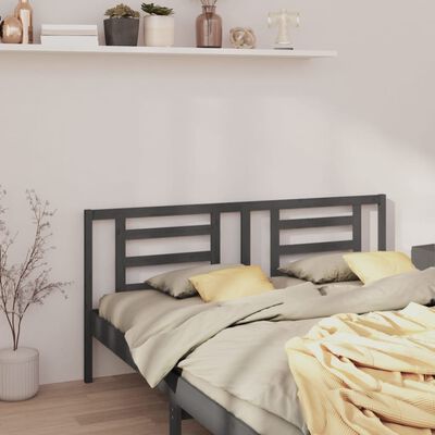 vidaXL Bed Headboard Grey 166x4x100 cm Solid Pine Wood