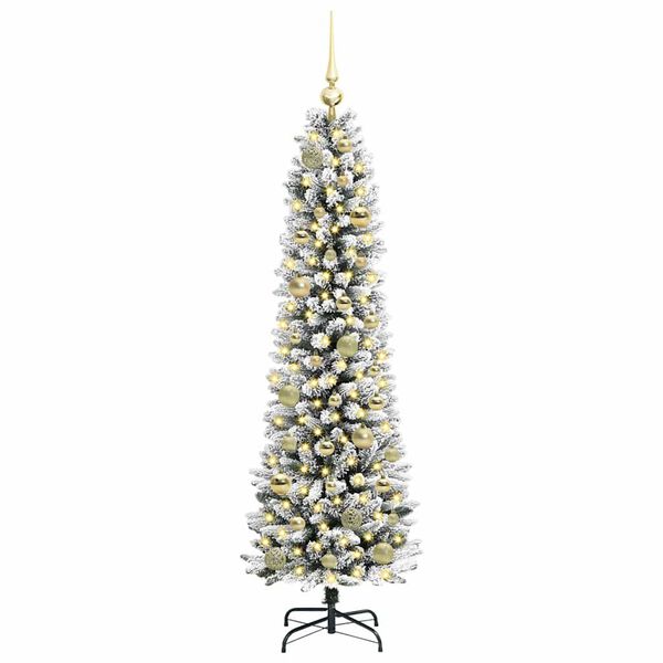 vidaXL Artificial Christmas Tree with 150 LEDs Green and white 150 cm