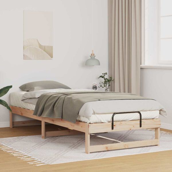 vidaXL Bed Frame Brown 90 x 220 cm Solid Pine Wood
