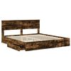 vidaXL Storage Bed with Drawer Smoked Oak 200 x 200 cm Engineered Wood