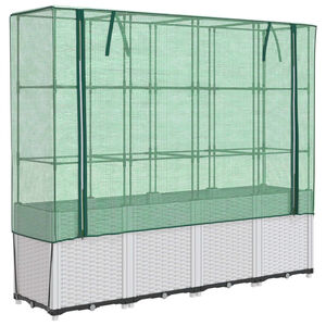 vidaXL Raised Bed with Greenhouse Cover Rattan Look 160x40x153 cm