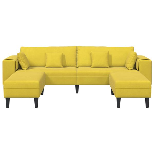 vidaXL Velvet Sofa with Cushion 3 pcs Yellow 208 cm Velvet
