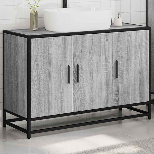 vidaXL Bathroom Sink Cabinet Grey Sonoma 90x33x60 cm Engineered Wood