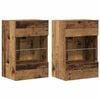 vidaXL Wall Cabinets with LED for TV 2 pcs Old Wood 40x30x60.5 cm