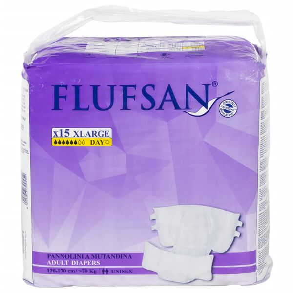 Flufsan Adult Diapers Disposable 15 pcs Size XL