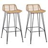 vidaXL Bar Stool 2 pcs Natural 44 x 45 x 76 cm Rattan and Steel
