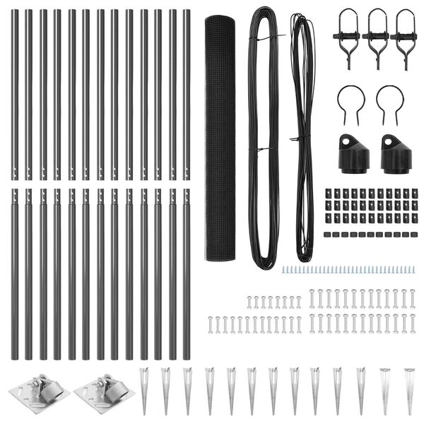 vidaXL Fence Post Grey 25 x 1.2 m (25 x 25 mm mesh) Steel and PVC