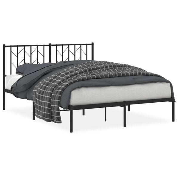 vidaXL Metal Bed Frame without Mattress with Headboard Black 140x190cm