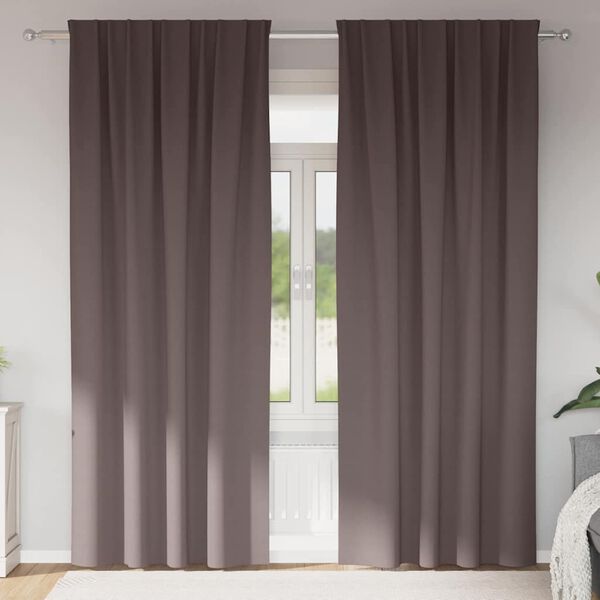 vidaXL Blackout Curtains with Rings 2 pcs Dark Brown 225 x 140 cm