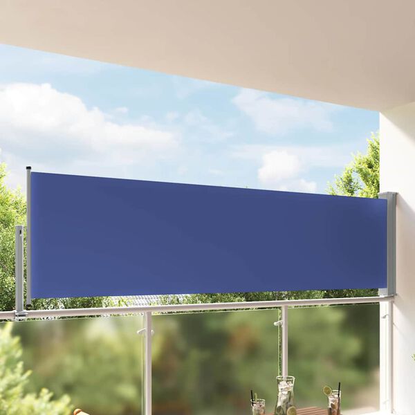 vidaXL Patio Retractable Side Awning 100x300 cm Blue
