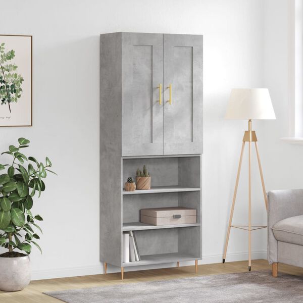 vidaXL Highboard Concrete Grey 69.5x34x180 cm Engineered Wood