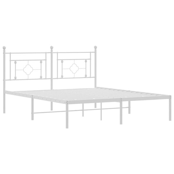 vidaXL Metal Bed Frame without Mattress with Headboard White 160x200cm
