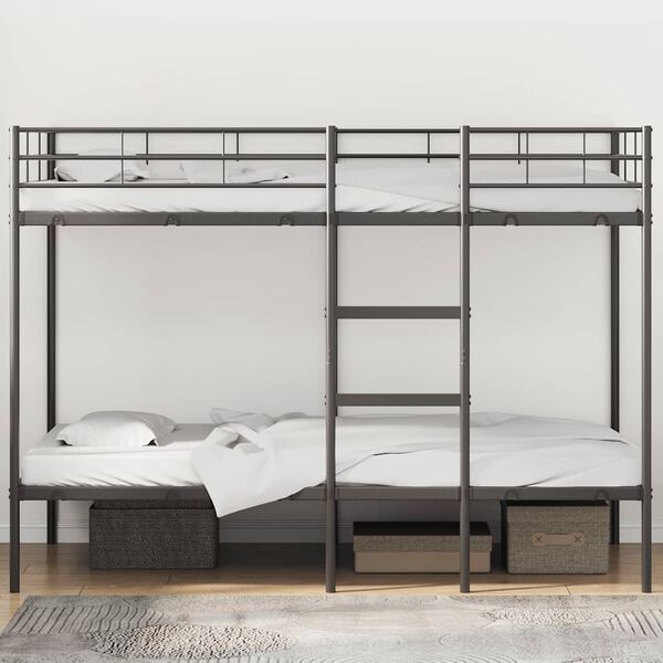 vidaXL Bunk Bed without Mattress Black 107x203 cm Steel