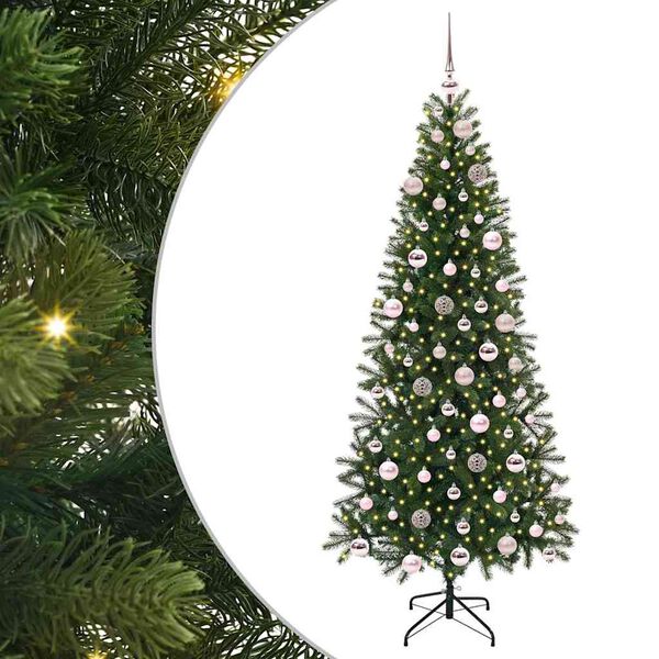 vidaXL Artificial Christmas Tree with 300 LEDs Green 180 cm PE and PVC