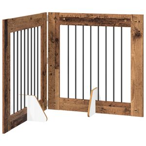 vidaXL Foldable Dog Gate with Stands 2 pcs Old Wood 160.5 cm