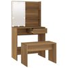 vidaXL Dressing Table Set with LED Brown Oak Engineered Wood