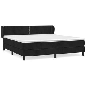vidaXL Box Spring Bed with Mattress Black 180x200 cm Velvet