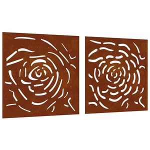 vidaXL Garden Wall Decorations 2 pcs 55x55 cm Corten Steel Rose Design