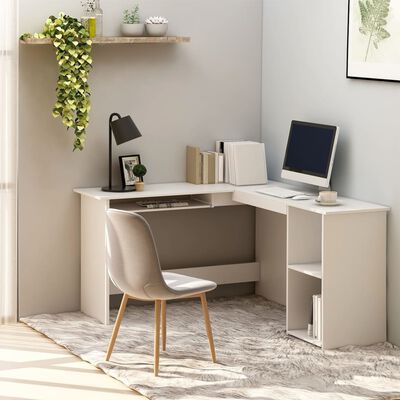 vidaXL L-Shaped Corner Desk White 120x140x75 cm Engineered Wood
