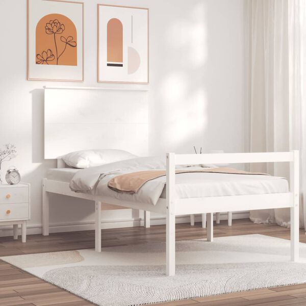 vidaXL Senior Bed without Mattress White 90x200 cm Solid Wood