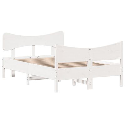 vidaXL Bed Frame with Headboard White 120x200 cm Solid Wood Pine