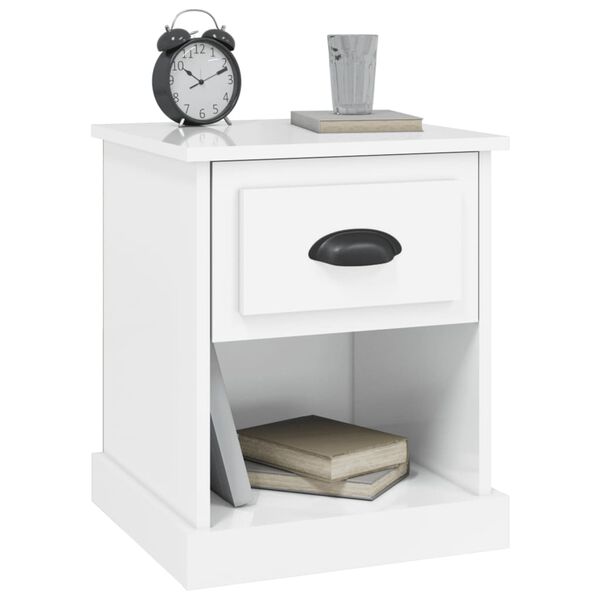 vidaXL Bedside Cabinet High Gloss White 39x39x47.5 cm Engineered Wood