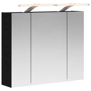 vidaXL Bathroom Mirror Cabinet Black Oak 60 x 14.5 x 50 cm