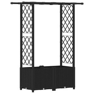 vidaXL Raised Bed with Trellis and Roof Black 124.5 x 40 x 136 cm PP