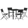 vidaXL Garden Dining Set Folding 5 pcs Black Powder-Coated Steel