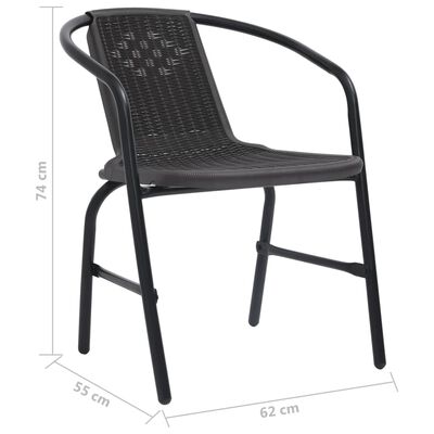 vidaXL Garden Chairs 2 pcs Plastic Rattan and Steel 110 kg
