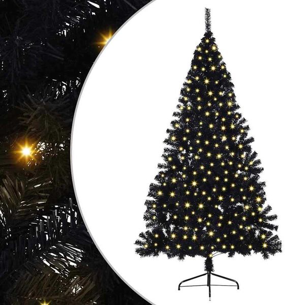 vidaXL Artificial Pre-lit Christmas Tree Black 210 cm PVC