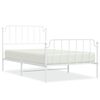 vidaXL Metal Bed Frame without Mattress with Footboard White 107x203cm
