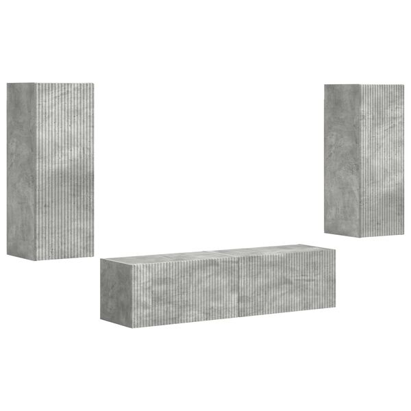 vidaXL TV Cabinet Set Wall-mounted 2 pcs Concrete Grey Engineered Wood